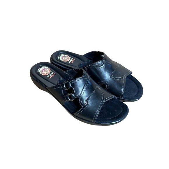 NEW! Earth Spirit womens Melissa sandal. Black Leather. Size 9 - Picture 1 of 5